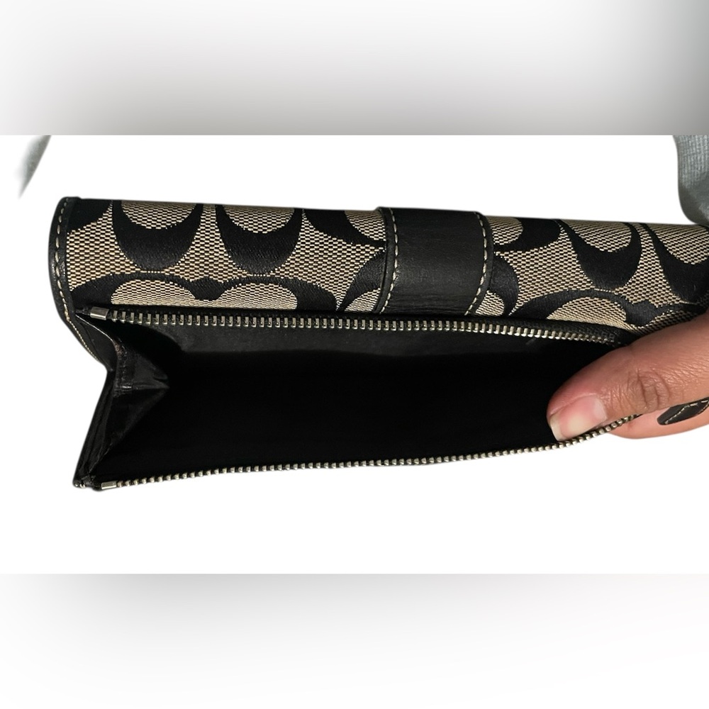 Coach Signature Trifold Leather
Trim Full Size Wallet Black vintage - Picture 3 of 9